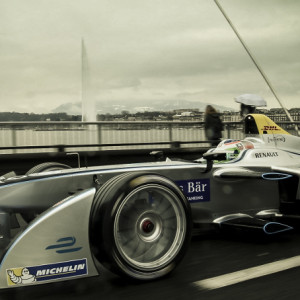Simona de Silvestro drives Formula E car through Geneva