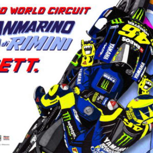 E’ UN OMAGGIO A VALENTINO ROSSI IL POSTER UFFICIALE  DEL GRAN PREMIO OCTO DI SAN MARINO E DELLA RIVIERA DI RIMINI  CHE SI TERRÀ IL 15 SETTEMBRE A MISANO WORLD CIRCUIT