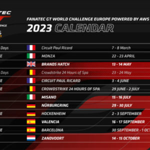 SRO Motorsports Group announces calendar changes for 2023 European season