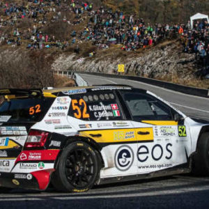 KEVIN GILARDONI AL VIA DEL RALLY DI COMO CON LA SKODA FABIA R5 EVO2