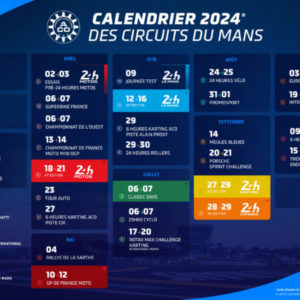 Le calendrier 2024 des Circuits du Mans