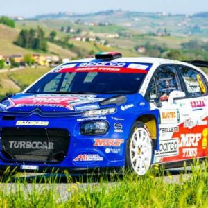 Paolo Andreucci con Rudy Briani al Rally Targa Florio per un nuovo step di sviluppo delle MRF Tyres