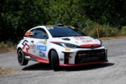 Thomas Paperini esulta al Rally di Roma Capitale:  sua la vittoria nel terzo appuntamento della GR Yaris Rally Cup